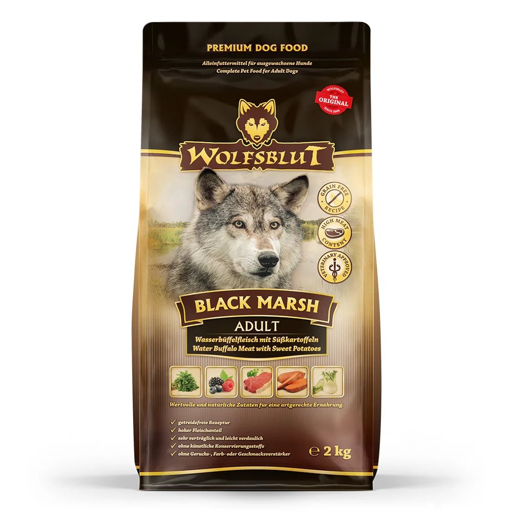 Wolfsblut Black Marsh Adult суха храна за кучета с воден бивол и сладки картофи, 2 кг - Wolfsblut храна за кучета