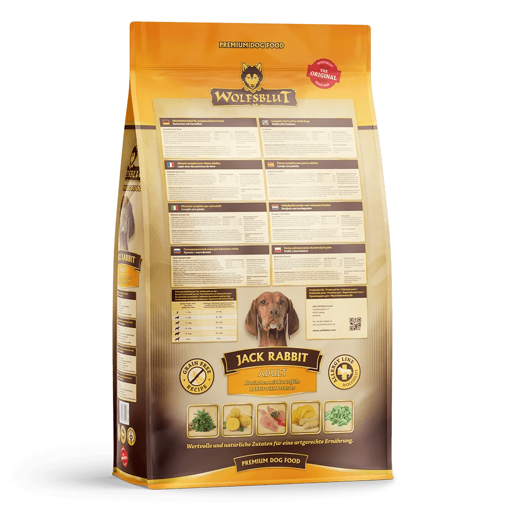 Wolfsblut Jack Rabbit Adult- суха хипоалергенна храна за кучета, без зърно, със заешко и зеленчуци, 12.5 кг - Wolfsblut храна за кучета