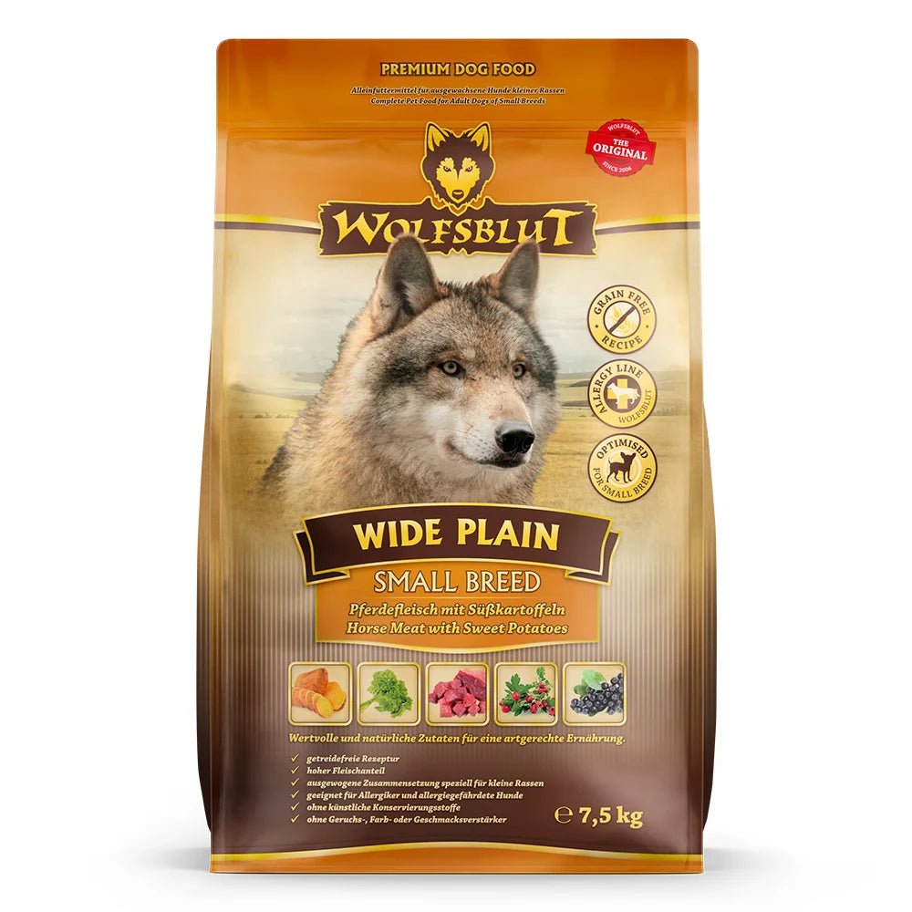 Wolfsblut Wide Plain Small Breed суха храна за дребни породи кучета с конско и сладки картофи, 7.5 кг - Wolfsblut храна за кучета