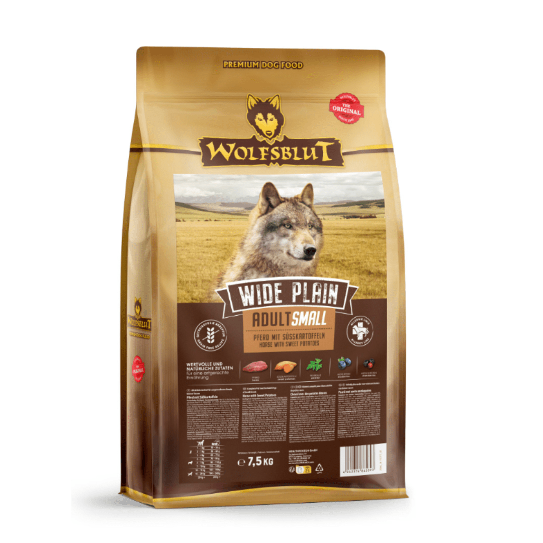 Wolfsblut Wide Plain Small Breed суха храна за дребни породи кучета с конско и сладки картофи, 7.5 кг - Wolfsblut храна за кучета