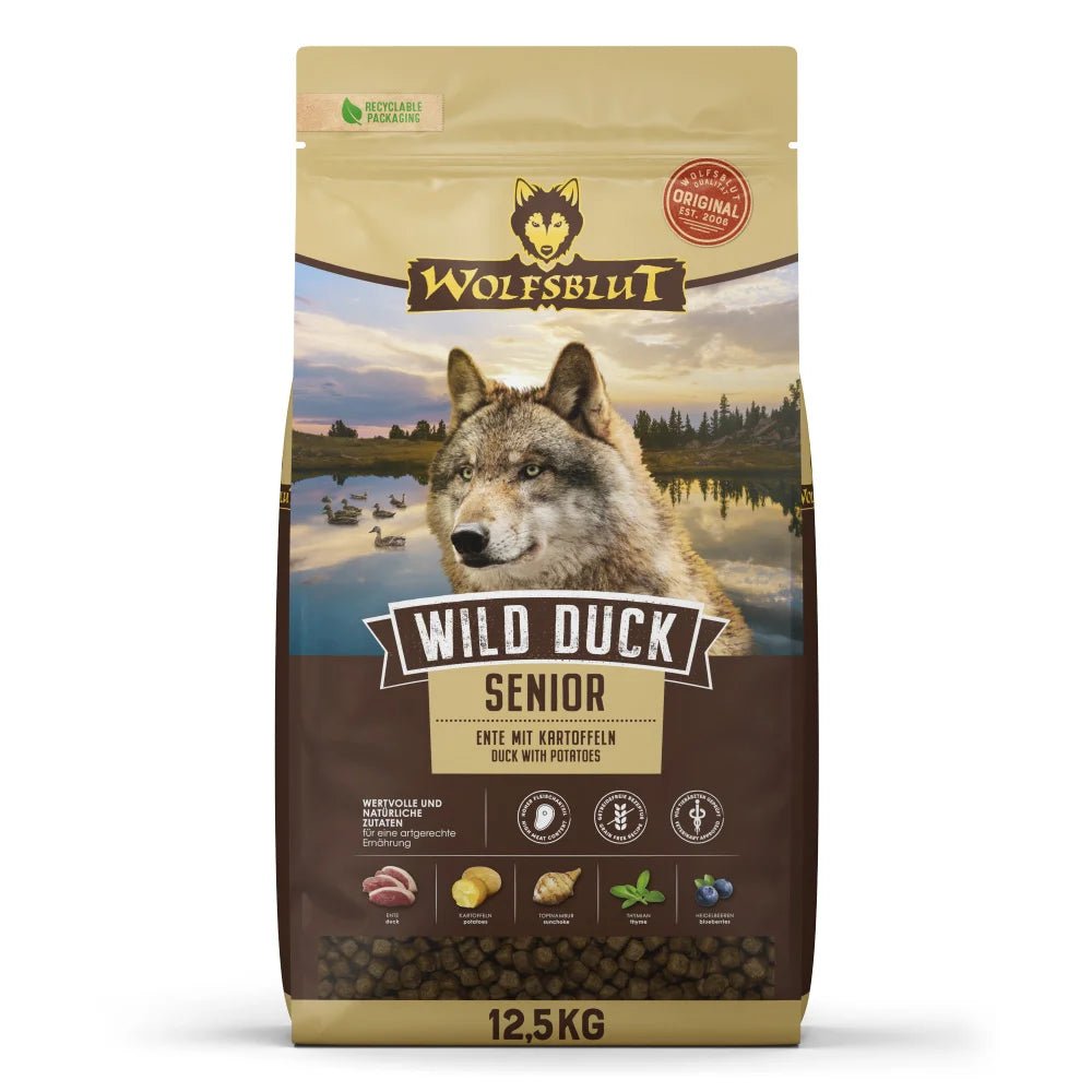 Wolfsblut Wild Duck Senior суха храна за възрастни кучета с дива патица и картофи, 12.5 кг - Wolfsblut храна за кучета